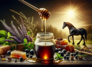 Black horse vital honey illustration