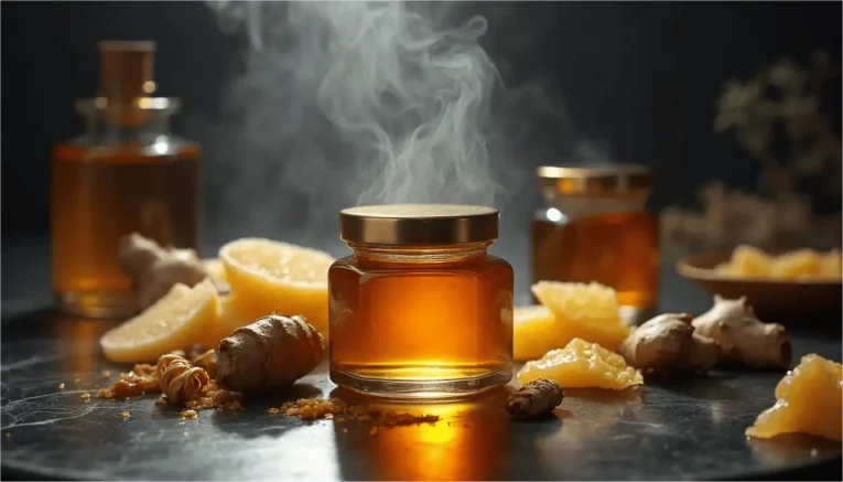 honey jar on table